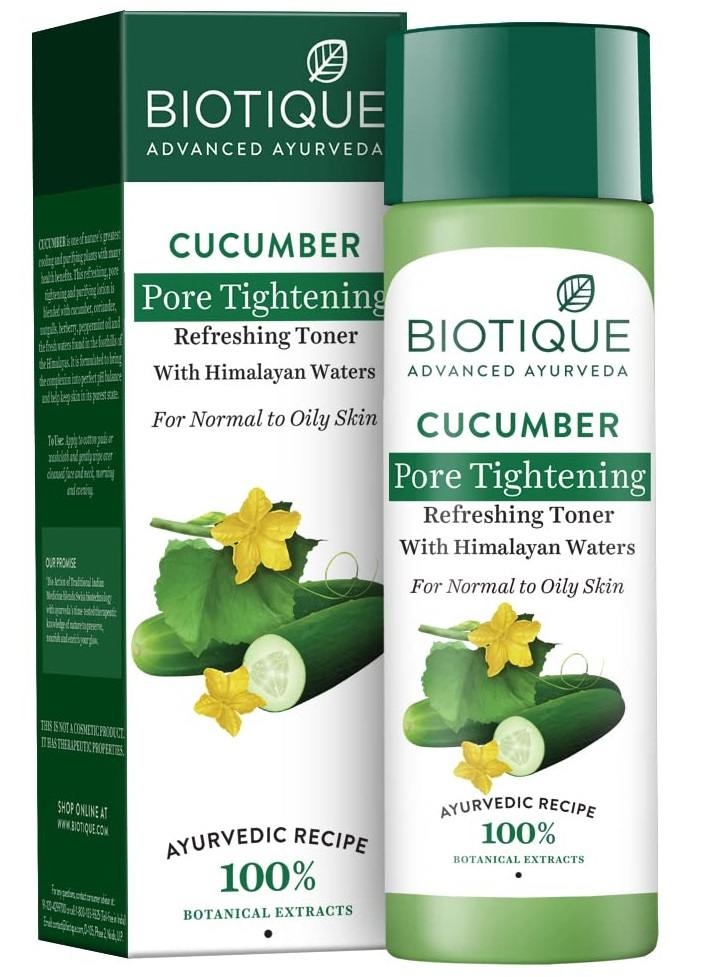 Biotique cucumber pore tightening refreshing toner with Himalayan water