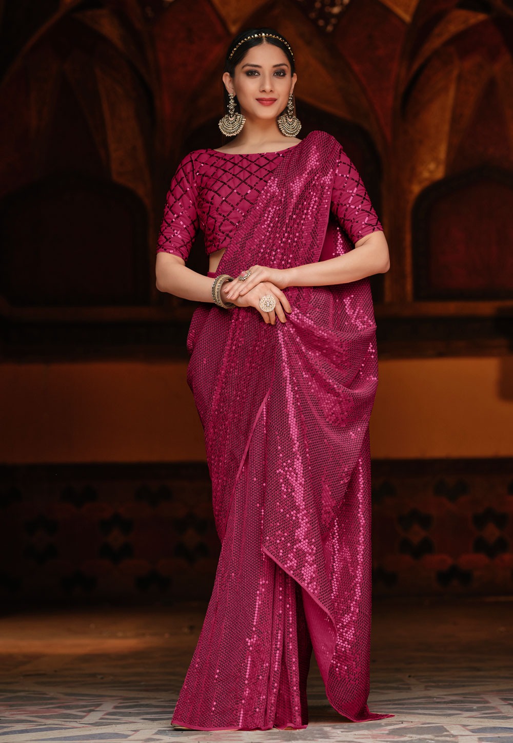 Engagement Look with Sequence Sarees