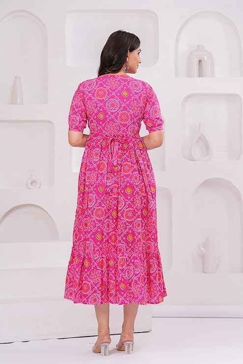 DHRUVA Women’s Rayon Anarkali Maternity Dress