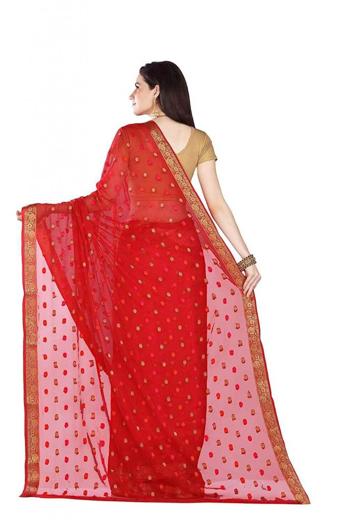 Depending on the fabric, embellishments, and design of the pure red saree, it can be worn for a wide range of occasions.