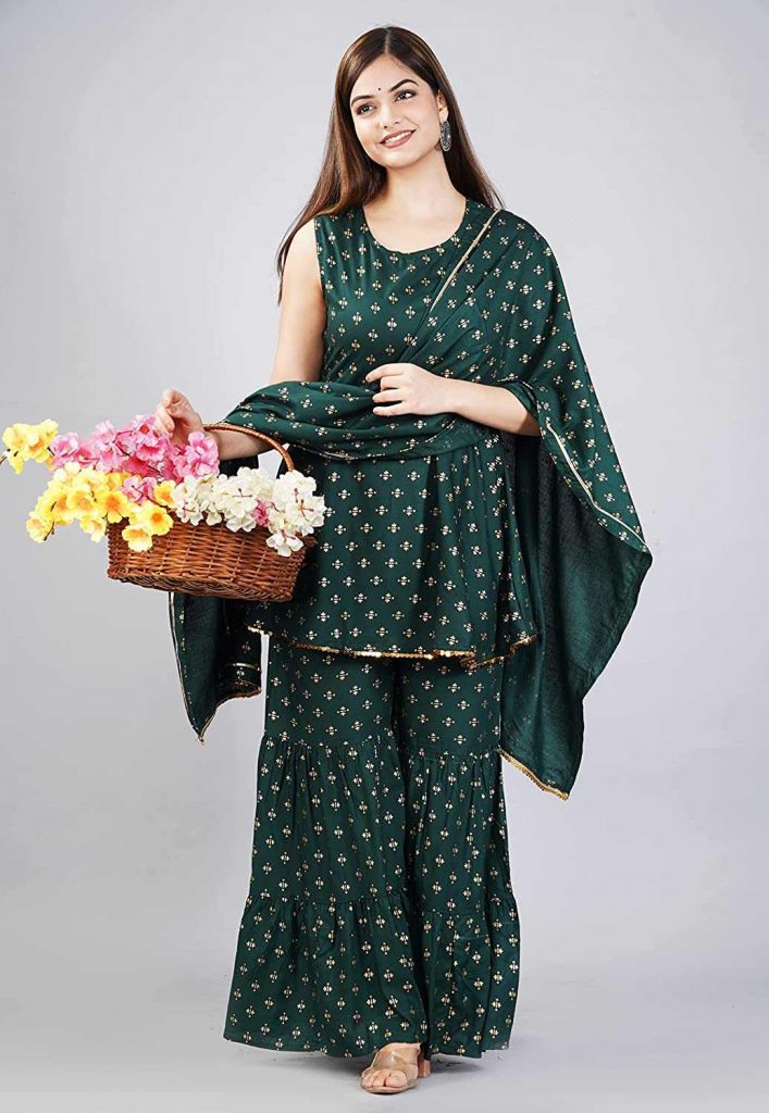 The Suit in Bottle Green with Extensive Embroidery