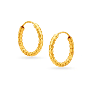 22 Kt Yellow Gold Graceful Beaded Hoop Earrings