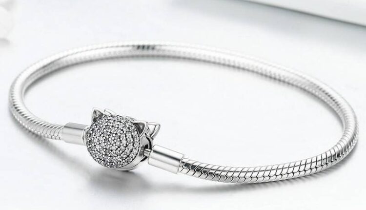 Snake Bracelet for Beads & Charms, Crystal Cat (17-20cm) - 925 silver link bracelet