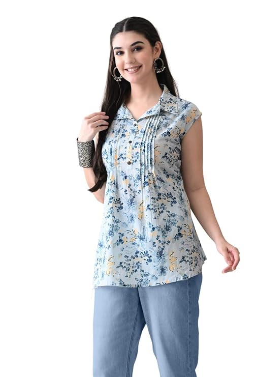 Ladies Tops Under 200 Collar Foral