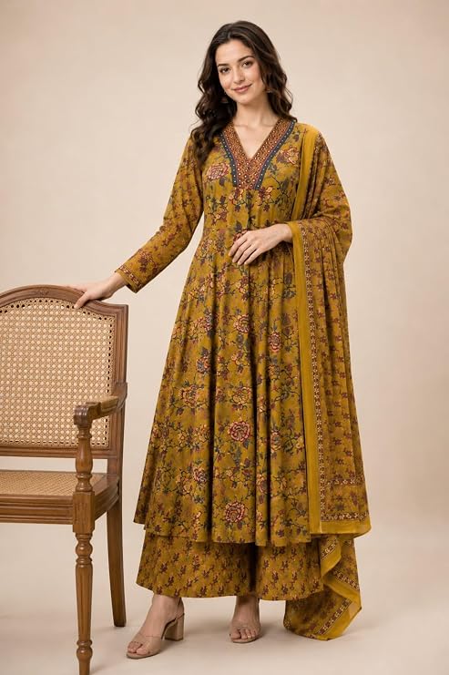 navratri dress colors yellow anarkali suit